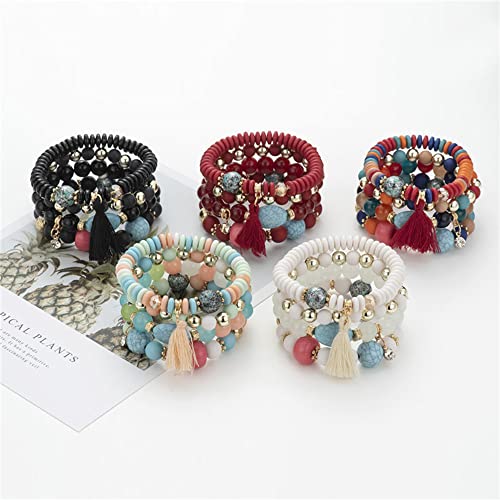 Colorful Vintage Beaded Stackable Boho Bracelets