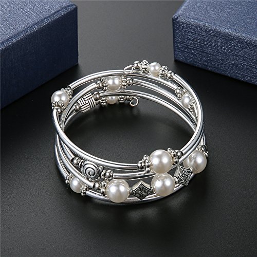 Bohemian Beaded Pearl Wrap Bracelet for Women