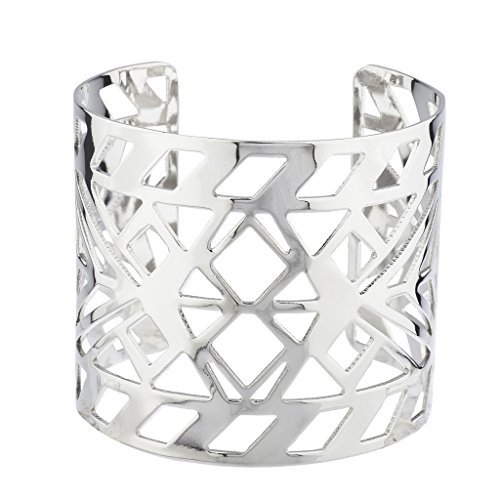 Silver Aztec Style Geo Cutout Bracelet Cuff
