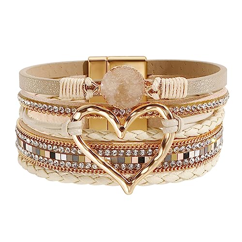 Bohemian Multi-Layer Love Heart Leather Bracelet
