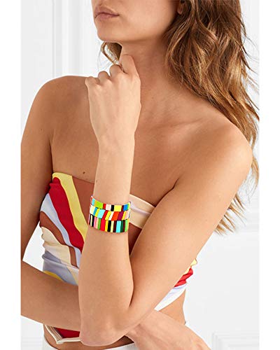 Rainbow Tile Enamel Bracelets for Unique Stacking
