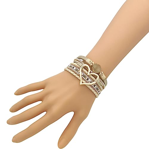 Bohemian Multi-Layer Love Heart Leather Bracelet