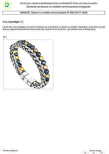 Men's Blue & Brown Leather Bead Bracelet