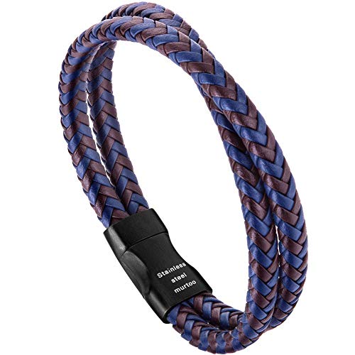 Men's Braided Leather Bracelet - Brown and Black