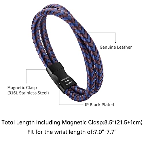 Men's Braided Leather Bracelet - Brown and Black
