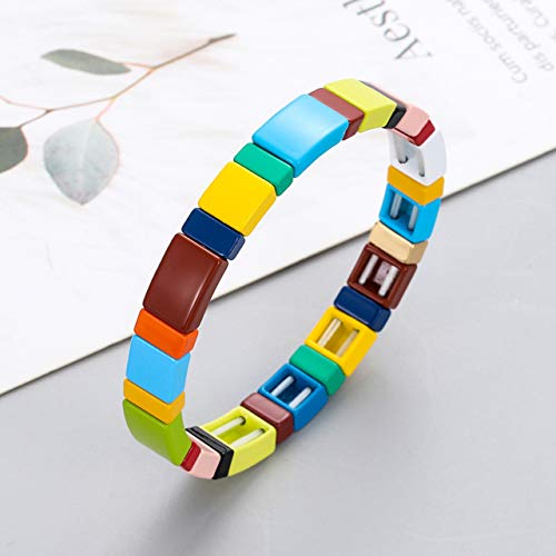 Rainbow Tile Enamel Bracelets for Unique Stacking