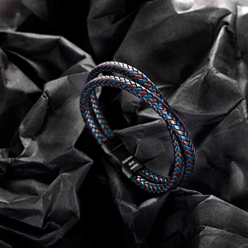 Men's Braided Leather Bracelet - Brown and Black