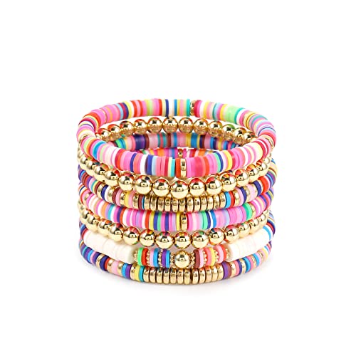 Colorful Bohemian Clay Bead Stretch Bracelet