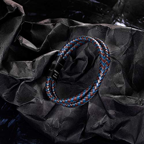 Men's Braided Leather Bracelet - Brown and Black