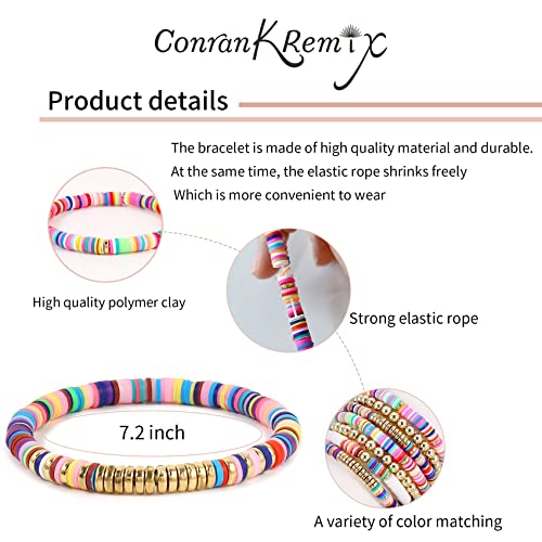 Colorful Bohemian Clay Bead Stretch Bracelet