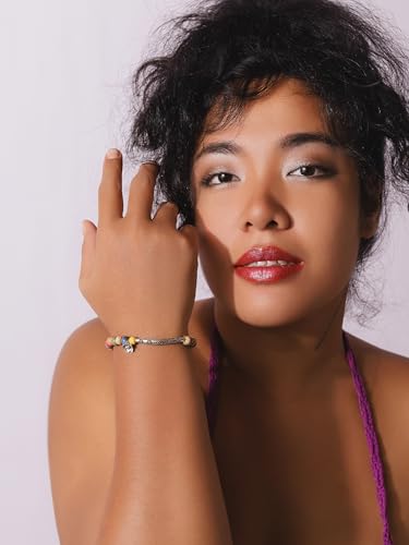 Colorful Bohemian Ceramic Bead Bracelet with Floral Charm