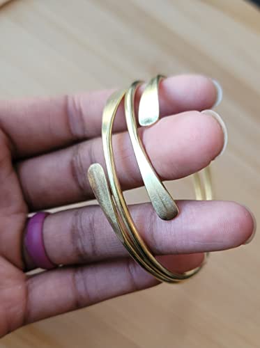 Handcrafted Raw Brass Cuff Bracelets Set for Women