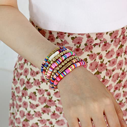 Colorful Bohemian Clay Bead Stretch Bracelet