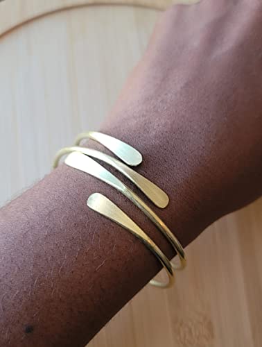 Handcrafted Raw Brass Cuff Bracelets Set for Women