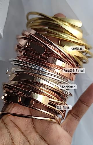 Handcrafted Raw Brass Cuff Bracelets Set for Women