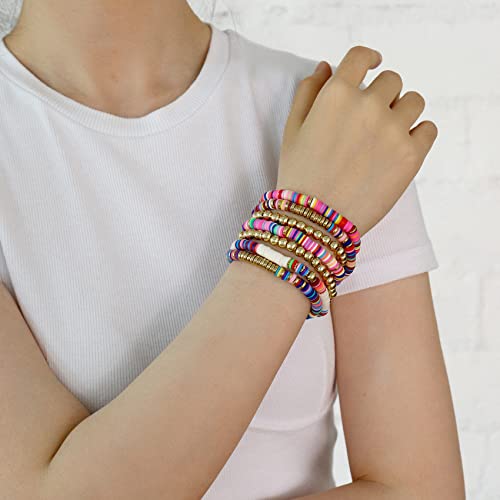 Colorful Bohemian Clay Bead Stretch Bracelet