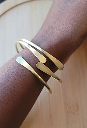 Handcrafted Raw Brass Cuff Bracelets Set for Women