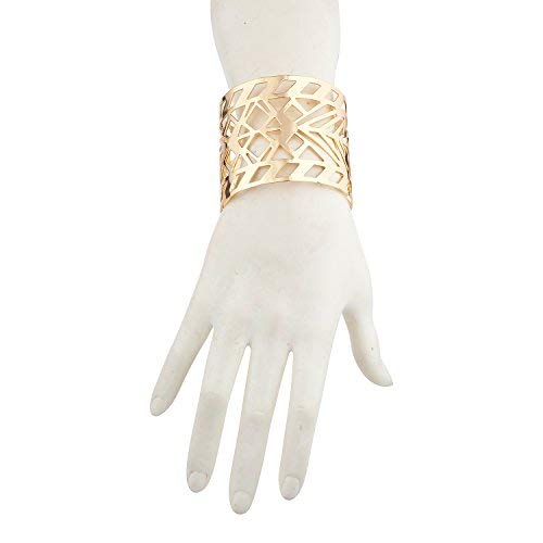 Gold Tone Aztec Geo Cutout Cuff Bracelet