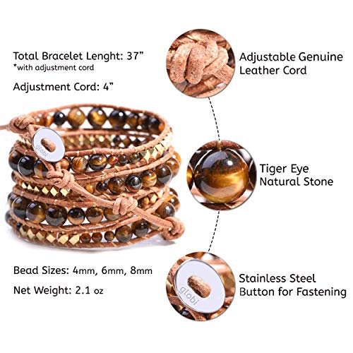 Handmade Tiger Eye Natural Stone Wrap Bracelet