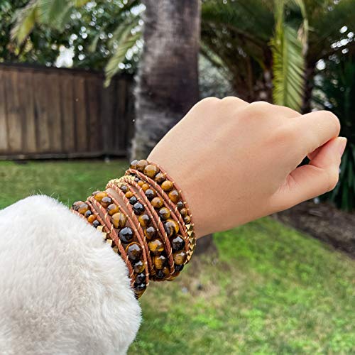 Handmade Tiger Eye Natural Stone Wrap Bracelet