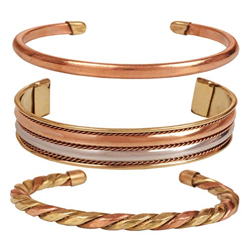 Hand Forged Tibetan-Style Copper Bracelet Set of 3