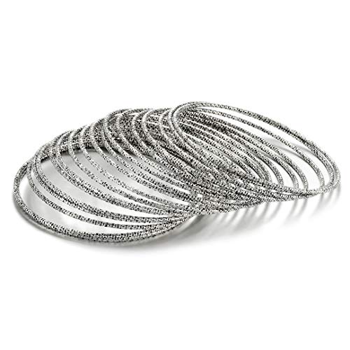 Antique Silver Aztec Flower Multi-Bangle Set 18