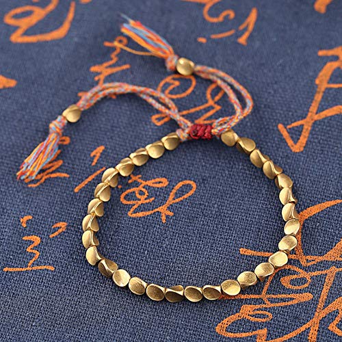 Tibetan Braided Cotton Copper Beads Bracelet Set