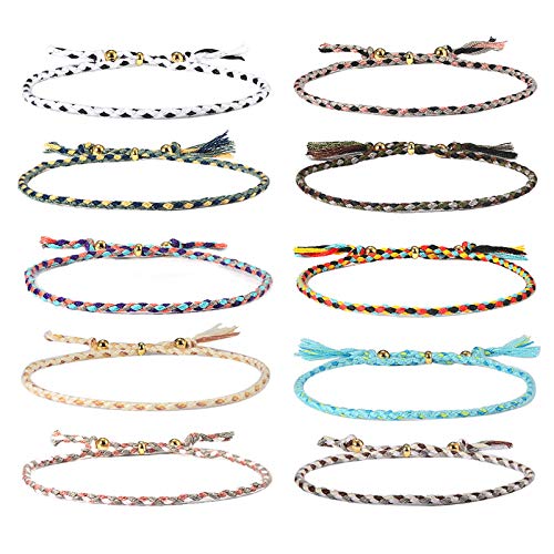 Colorful Handmade Braided Friendship Bracelets - 10 Pcs