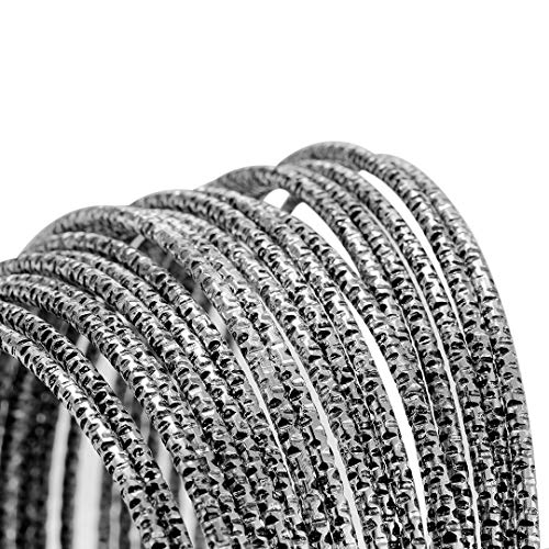 Antique Silver Aztec Flower Multi-Bangle Set 18