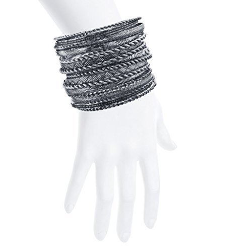 Moroccan Multi Metal Flower Bangle Set