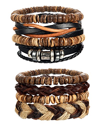 Moroccan Tribal Leather and Hemp Bracelets Set