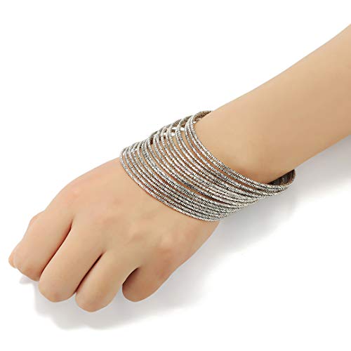 Antique Silver Aztec Flower Multi-Bangle Set 18