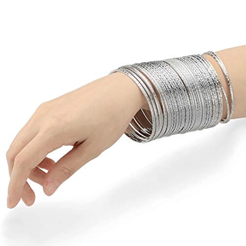 Bohemian Silver Flower Mixed Metal Bracelet Set