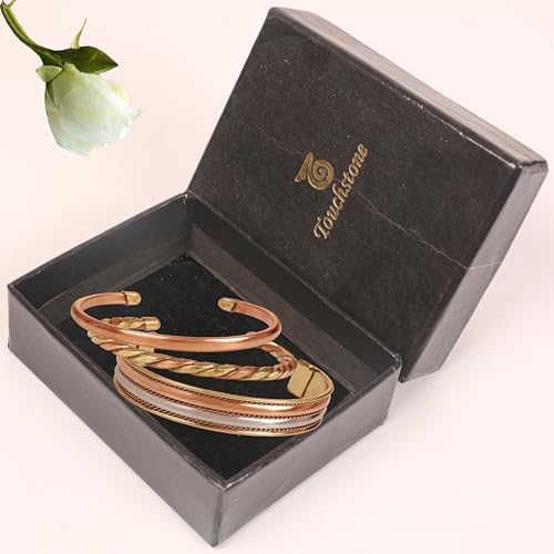 Hand Forged Tibetan-Style Copper Bracelet Set of 3