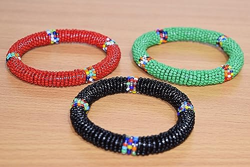 Set of 3 Handmade Maasai Beaded Bracelets
