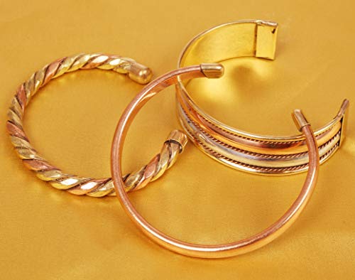 Hand Forged Tibetan-Style Copper Bracelet Set of 3