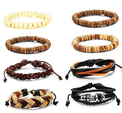 Moroccan Tribal Leather and Hemp Bracelets Set