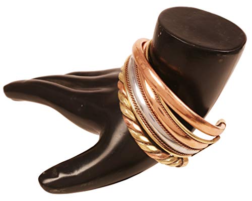 Hand Forged Tibetan-Style Copper Bracelet Set of 3