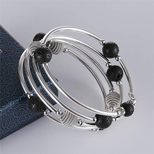 Turquoise Chakra Beaded Bangle Bracelet for Women