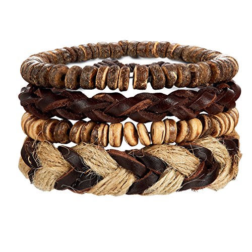 Moroccan Tribal Leather and Hemp Bracelets Set