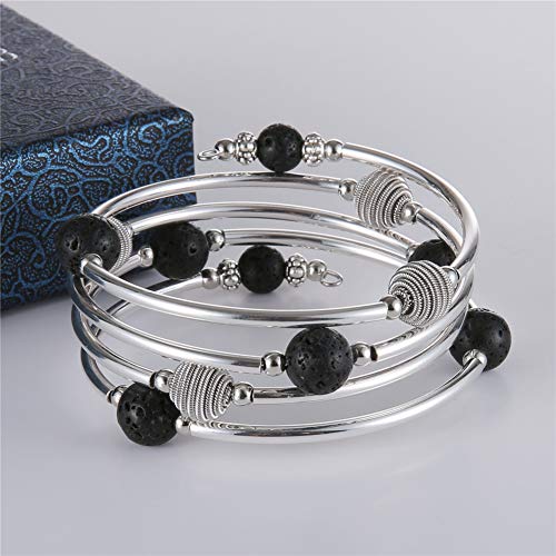 Turquoise Chakra Beaded Bangle Bracelet for Women