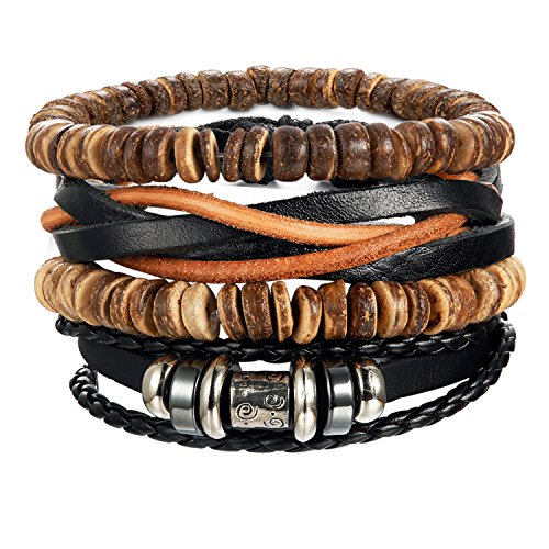 Moroccan Tribal Leather and Hemp Bracelets Set