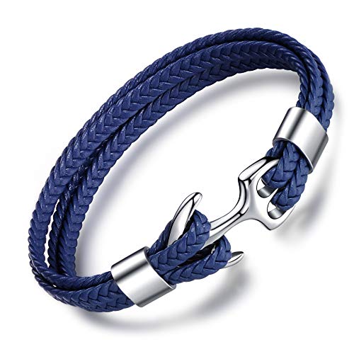 Men's Handmade Multilayer Leather Anchor Bracelet