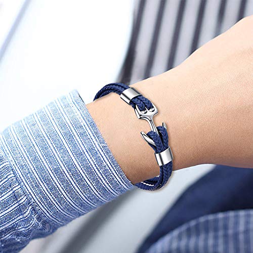Men's Handmade Multilayer Leather Anchor Bracelet