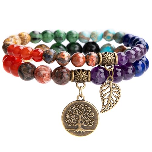 Moroccan Gemstone Healing Bracelet with Tree Charm