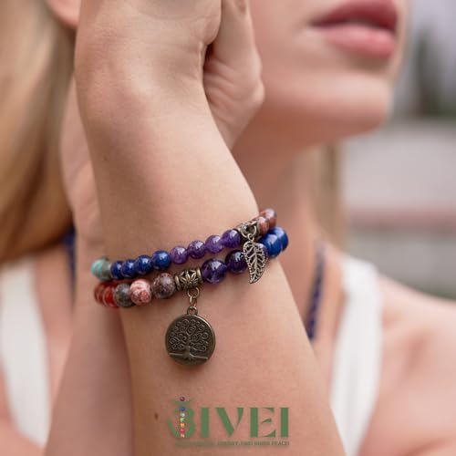 Moroccan Gemstone Healing Bracelet with Tree Charm