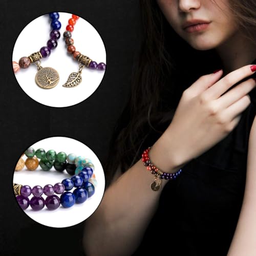 Moroccan Gemstone Healing Bracelet with Tree Charm
