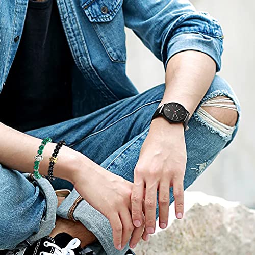 12Pcs Lava Rock & Onyx Lion Head Bracelets