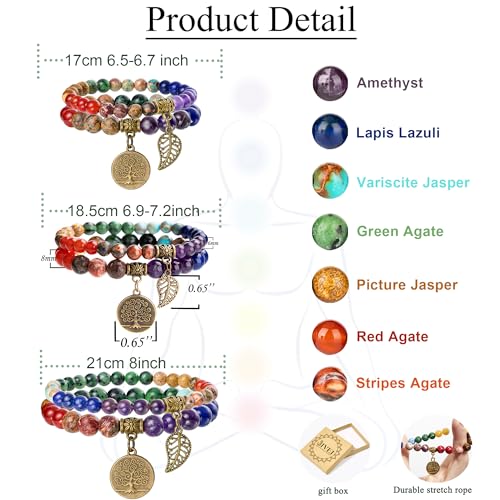 Moroccan Gemstone Healing Bracelet with Tree Charm