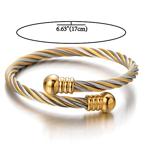 Moroccan Twisted Cable Cuff Bracelet - Silver & Gold